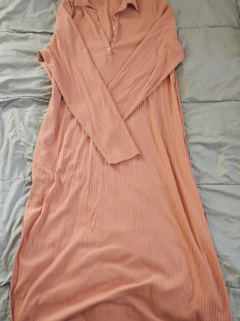 aerie Ribbed Polo Dress in Dusty Coral